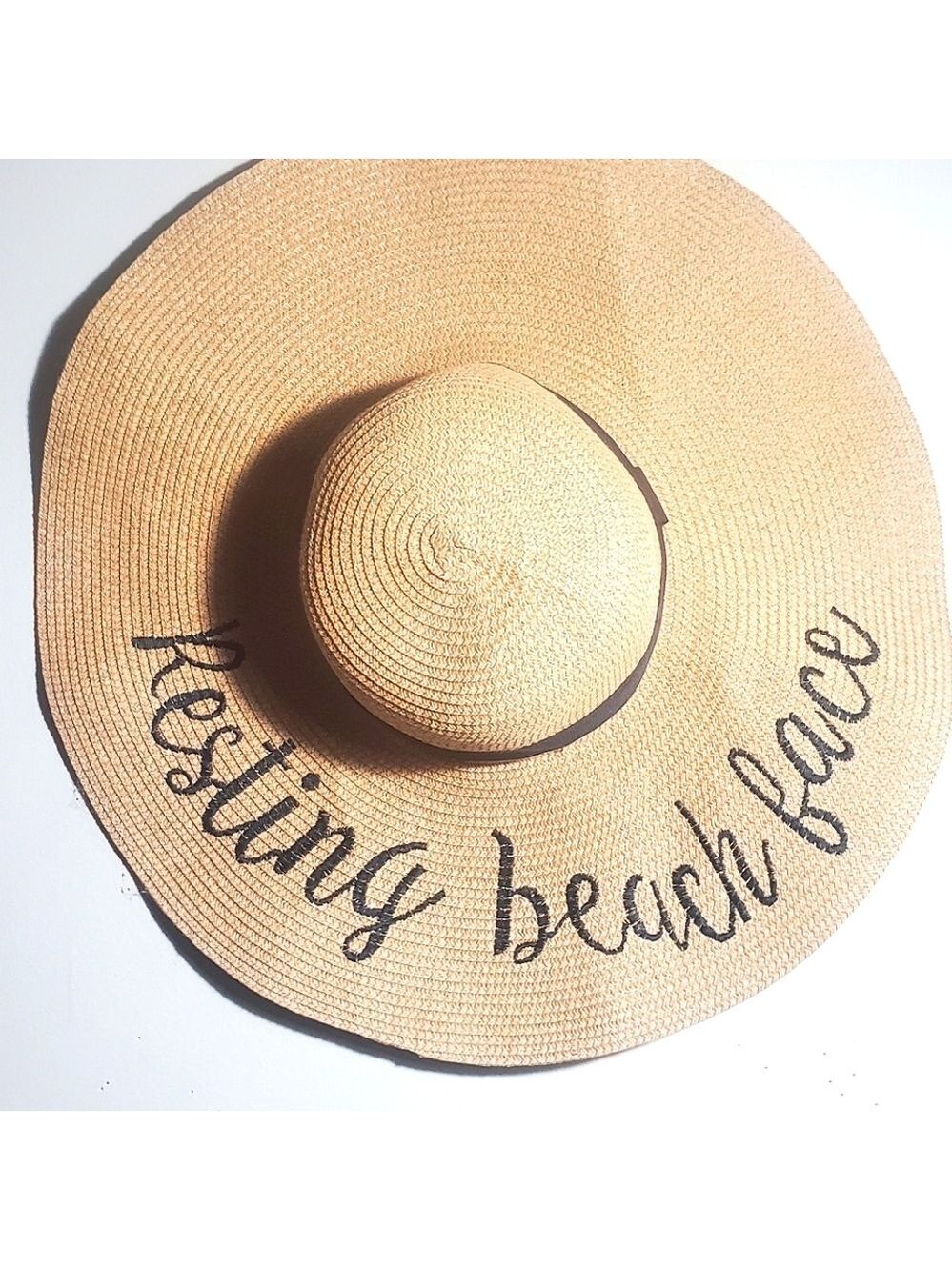 SUNS Embroidered Straw Hat for Outdoors, Summer Beach "Resting Beach Face" EUC - Picture 5 of 7